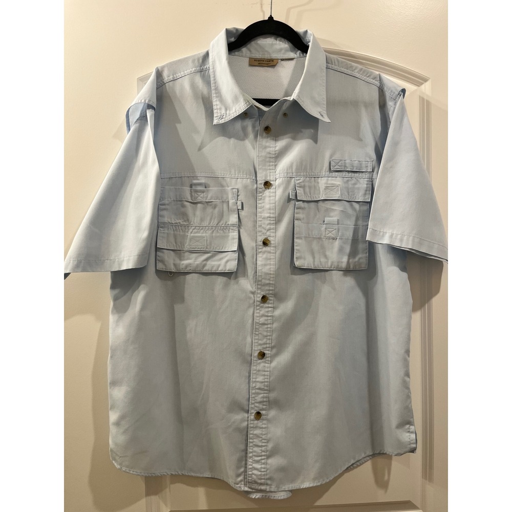 Rugged Earth Outfitters Mens Light Blue Short Sleeve Fishing Shirt Ventilated XL